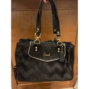 black Coach textured handbag